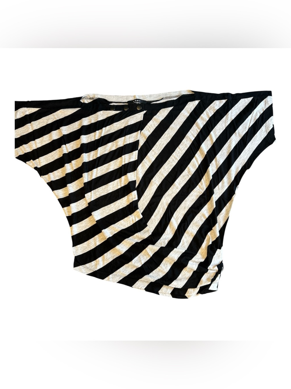 Robert Rodriguez Black & Gray Striped Dolman Batwing Top XS
